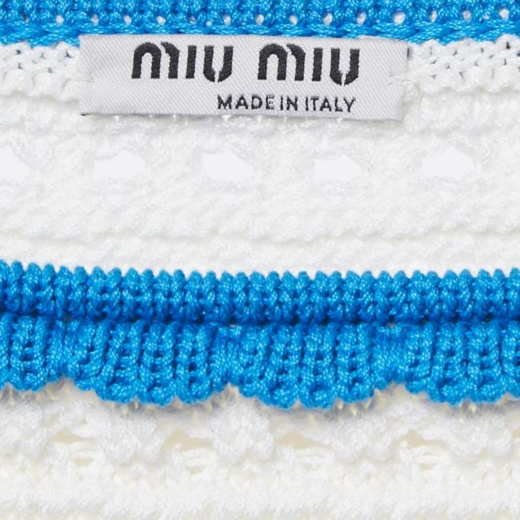 Pre Owned Miu Miu White Floral Embroidered Crochet Mini Skirt S