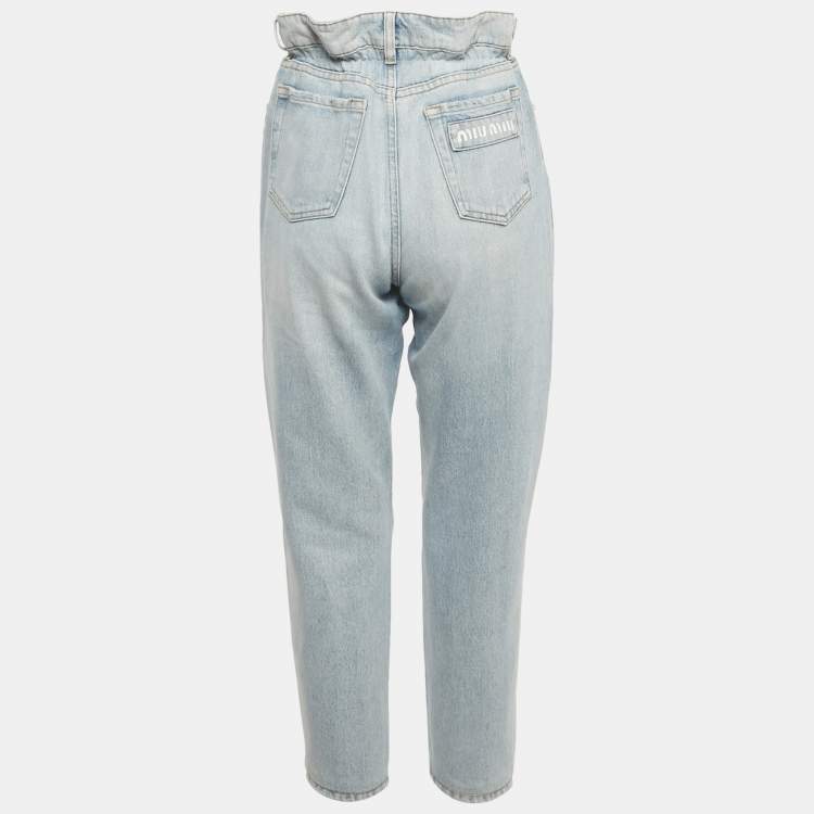 Pre Owned Miu Miu Blue Denim Elasticated Waist Jeans S 