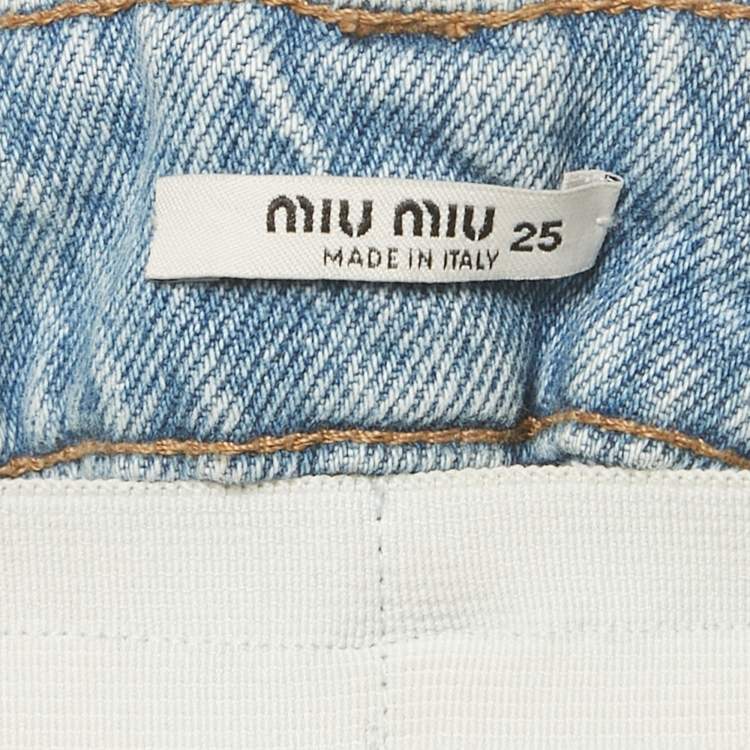 Pre Owned Miu Miu Blue Denim Elasticated Waist Jeans S 