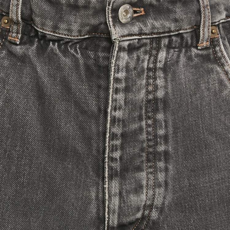 Pre Owned Miu Miu Grey Denim Elasticated Short S