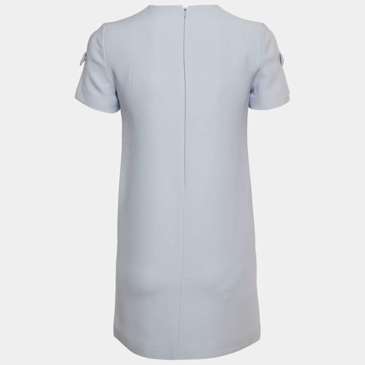 Pre Owned Miu Miu Blue Crepe Cut-Out Sleeve Mini Dress XS