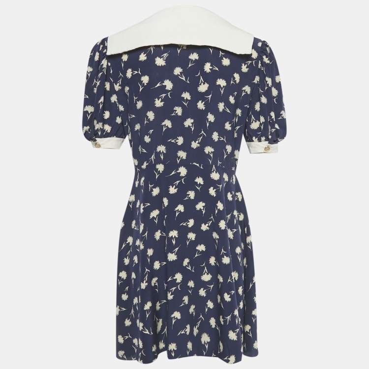 مملوكة مسبقًا Miu Miu Blue Floral Print Silk Mini Dress M