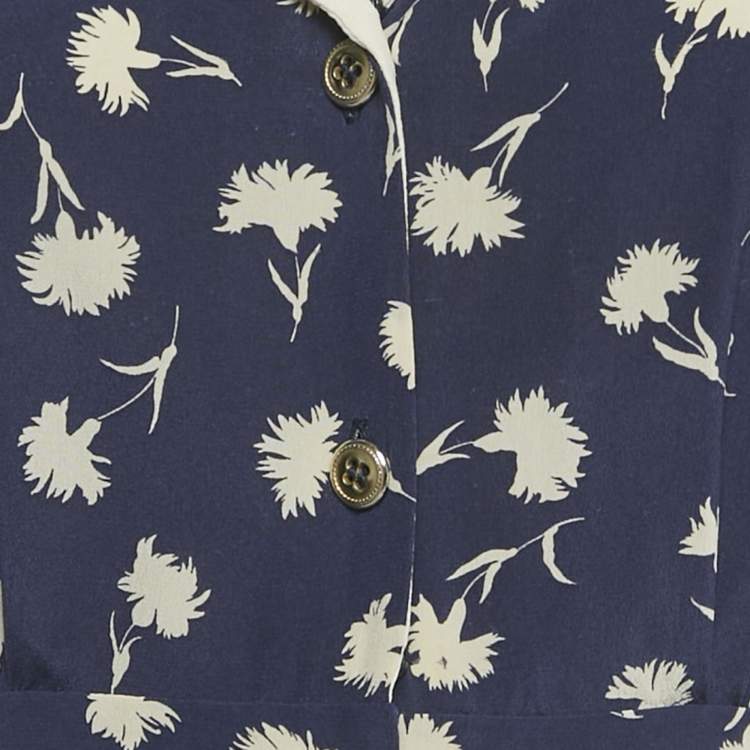 مملوكة مسبقًا Miu Miu Blue Floral Print Silk Mini Dress M