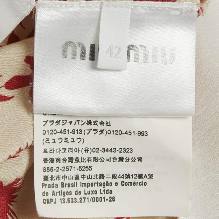 Pre Owned Miu Miu Cream Floral Print Silk Maxi Dress M