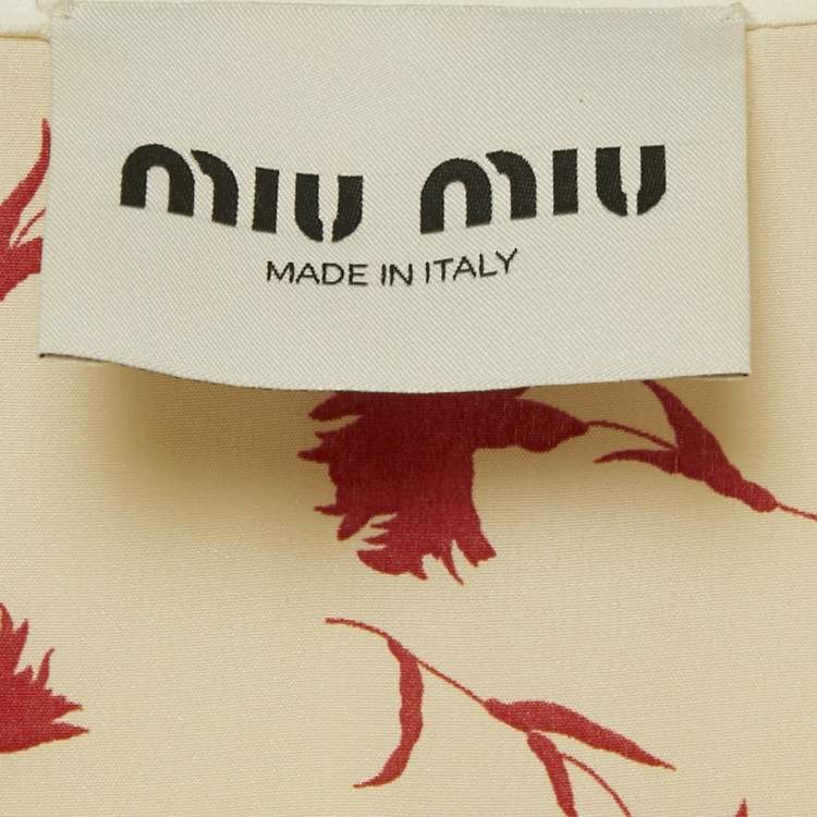 Pre Owned Miu Miu Cream Floral Print Silk Maxi Dress M