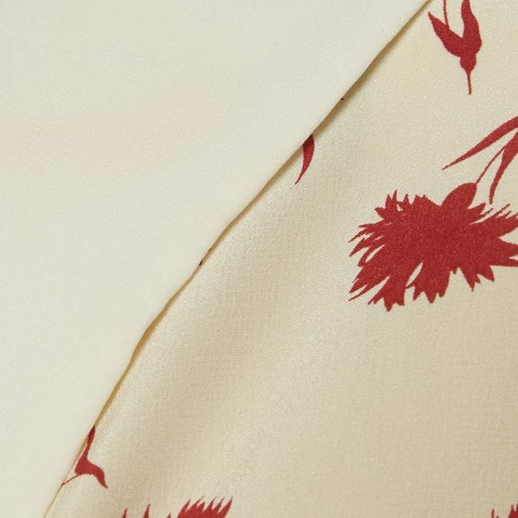 Pre Owned Miu Miu Cream Floral Print Silk Maxi Dress M