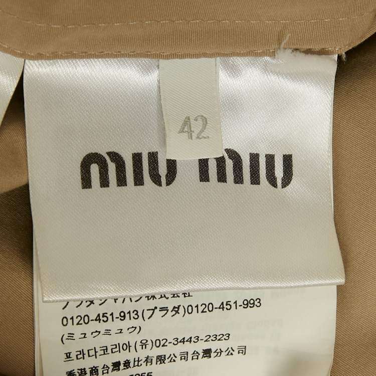 مملوكة مسبقًا Miu Miu Brown Logo Print Cotton Zip-Up Jacket M