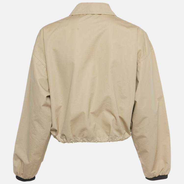 مملوكة مسبقًا Miu Miu Brown Logo Print Cotton Zip-Up Jacket M