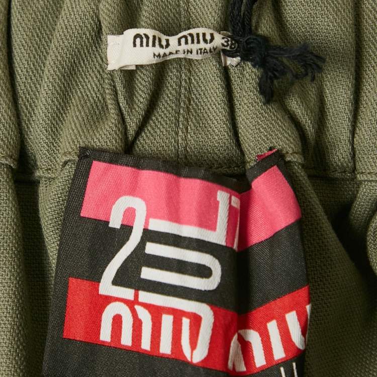 Pre Owned Miu Miu Green Embellished Cotton Playsuit S