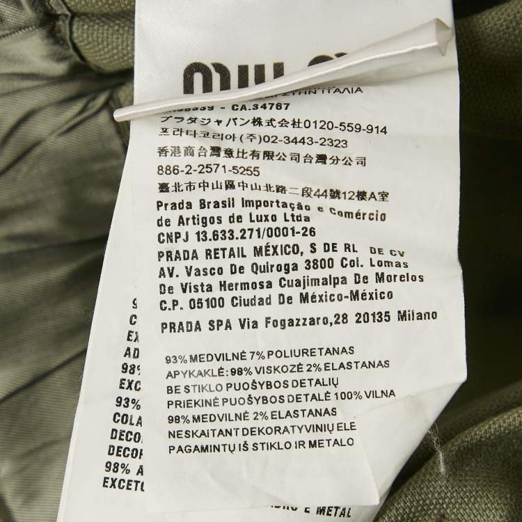 Pre Owned Miu Miu Green Embellished Cotton Playsuit S