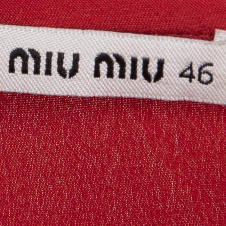 Pre Owned Miu Miu Red Gathered Waist Inverted Pleat Detail Dress L