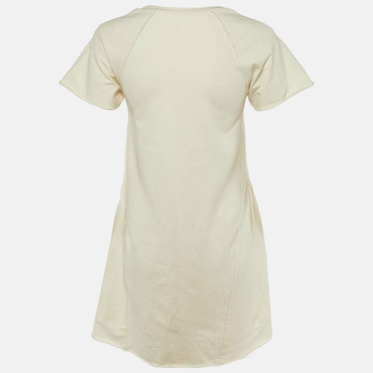 Pre Owned Miu Miu Cream Cotton Knit Round Neck T-Shirt Dress L