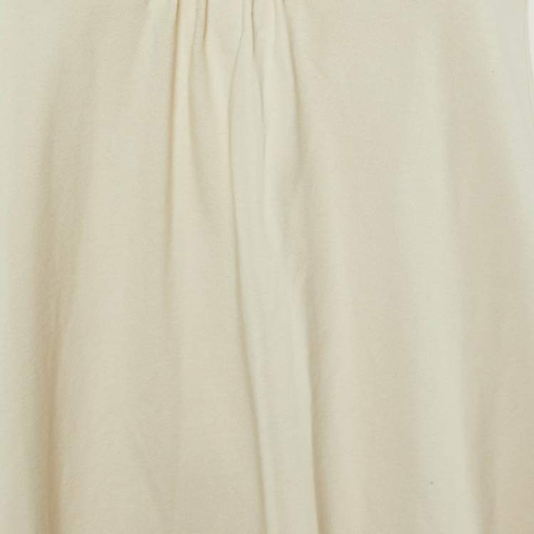 Pre Owned Miu Miu Cream Cotton Knit Round Neck T-Shirt Dress L