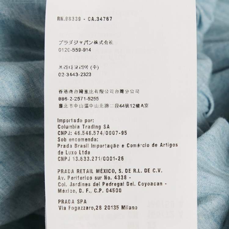 Pre Owned فستان ميو ميو جينز أزرق بأكمام منتفخة قصير مقاس صغير