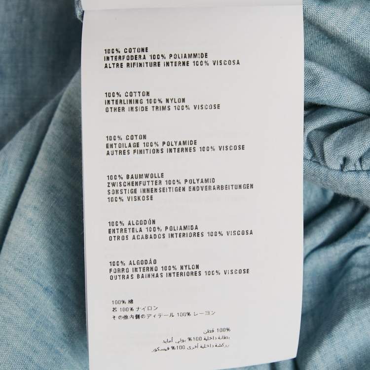 Pre Owned فستان ميو ميو جينز أزرق بأكمام منتفخة قصير مقاس صغير