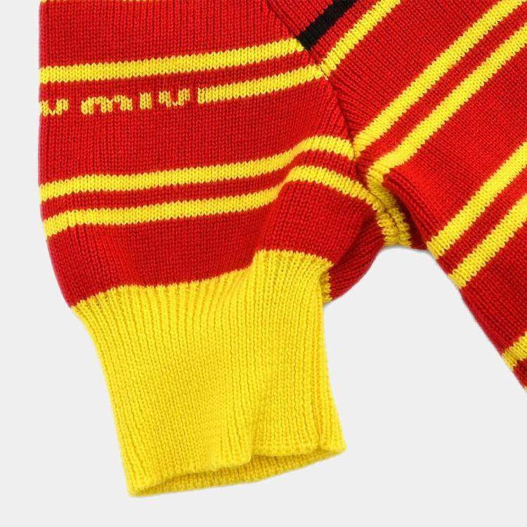 Pre Owned Miu Miu Yellow Red Wool Sweater S