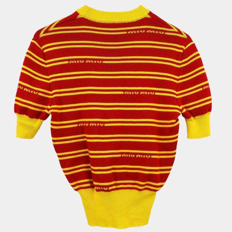 Pre Owned Miu Miu Yellow Red Wool Sweater S