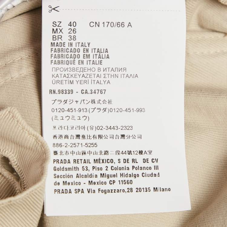 Pre Owned Miu Miu Beige Logo Embroidered Cotton High Rise Cargo Shorts S