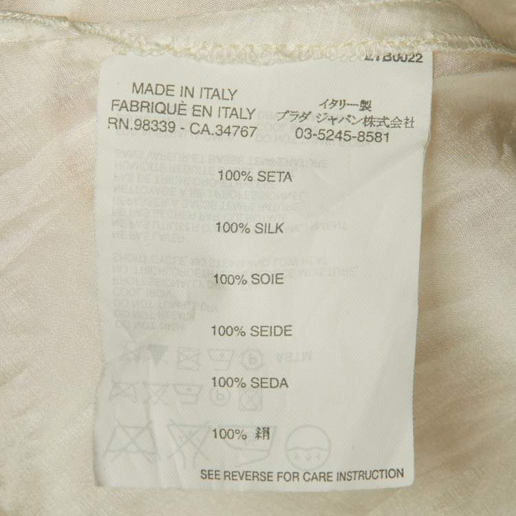 Pre Owned Miu Miu White Floral Print Silk Midi Skirt XL