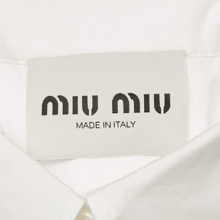 Pre Owned Miu Miu Navy Blue Pinstriped Wool Mock Collar Shift Dress M