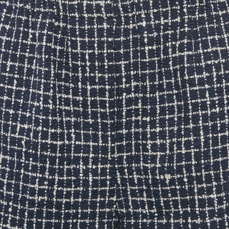 مملوكة مسبقًا Miu Miu Navy Blue Checks Tweed Shorts S
