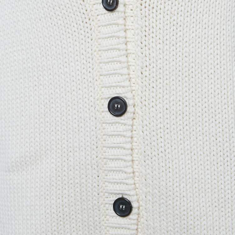 مملوكة مسبقًا Miu Miu White Logo Patch Rib Knit Cardigan L