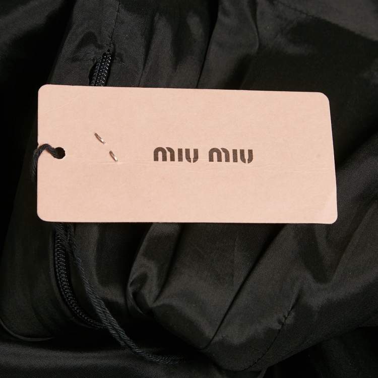 Pre Owned Miu Miu Black Genuine Leather Strapless Mini Dress S