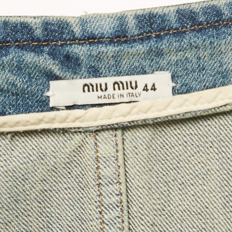 Pre Owned Miu Miu Blue Denim Pencil Skirt M