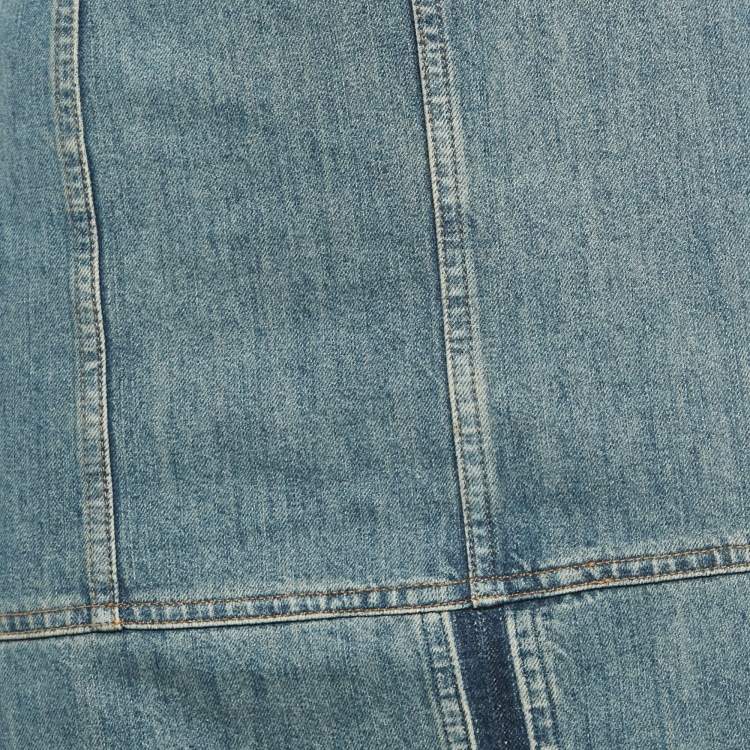 Pre Owned Miu Miu Blue Denim Pencil Skirt M