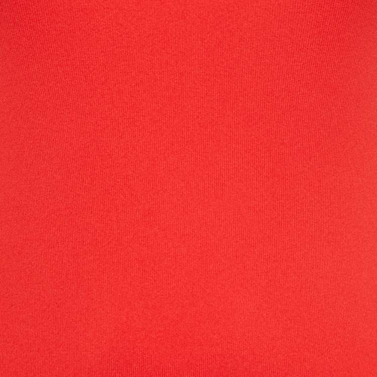 Pre Owned Miu Miu Red Logo Applique Technical Knit One Piece Swimsuit S