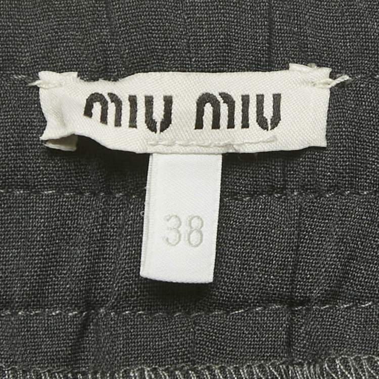 Pre Owned Miu Miu Black Wool blend Elastic Waist Pants S