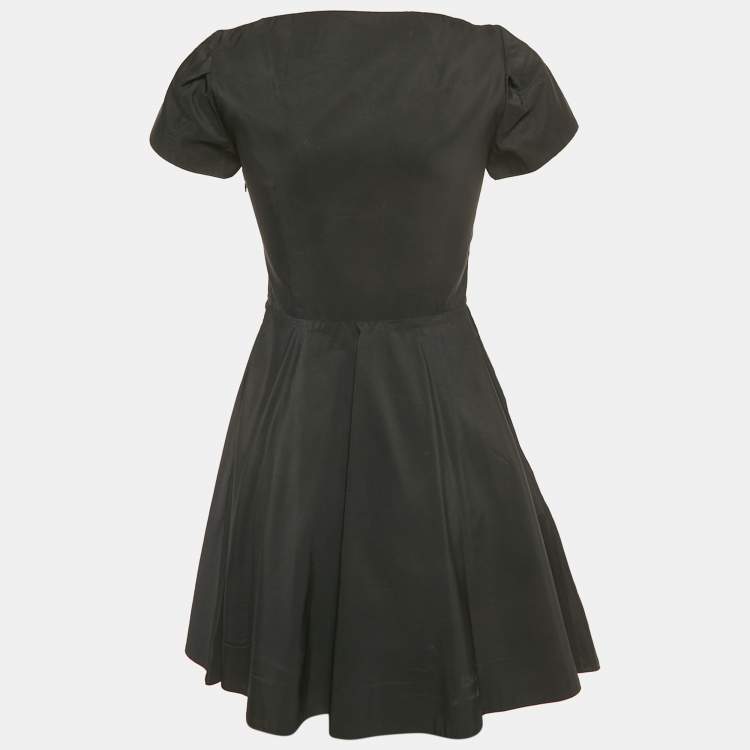 Pre Owned Miu Miu Black Synthetic Flared Mini Dress S