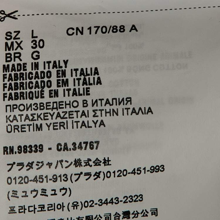 Pre Owned Miu Miu White Cotton Logo Embroidered Sailor Collar T-Shirt L