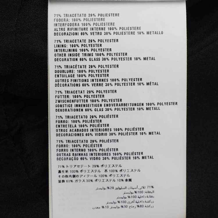 Pre Owned Miu Miu Black Crepe Crystal Embellshed Coat M