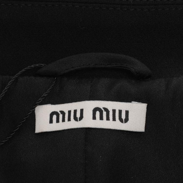 Pre Owned Miu Miu Black Crepe Crystal Embellshed Coat M