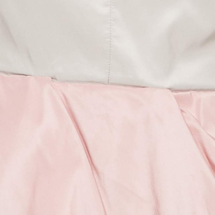 Pre Owned Miu Miu Pink & Grey Taffeta Strapless Mini Dress M