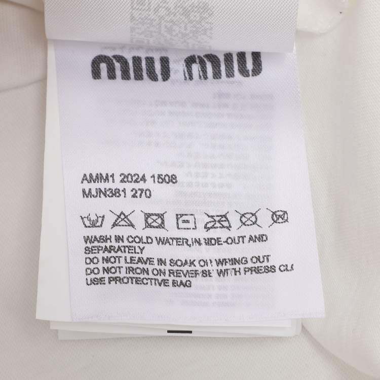 Pre Owned Miu Miu White Jersey Logo T-Shirt XS