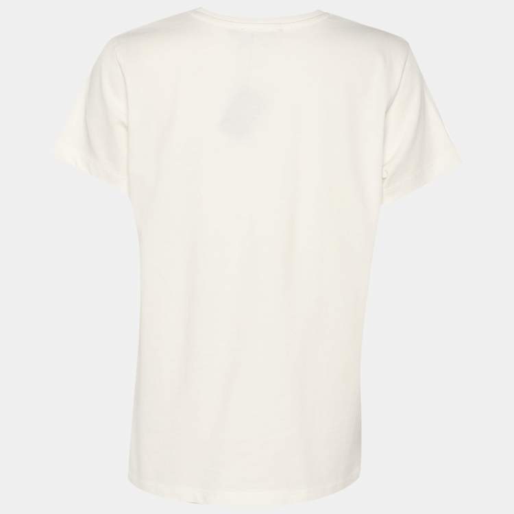 Pre Owned Miu Miu White Jersey Logo T-Shirt XS
