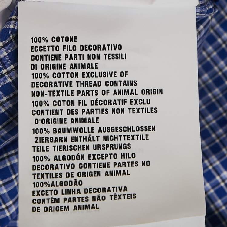 Pre Owned Miu Miu Blue Checked Cotton Logo Embroidered Shirt M