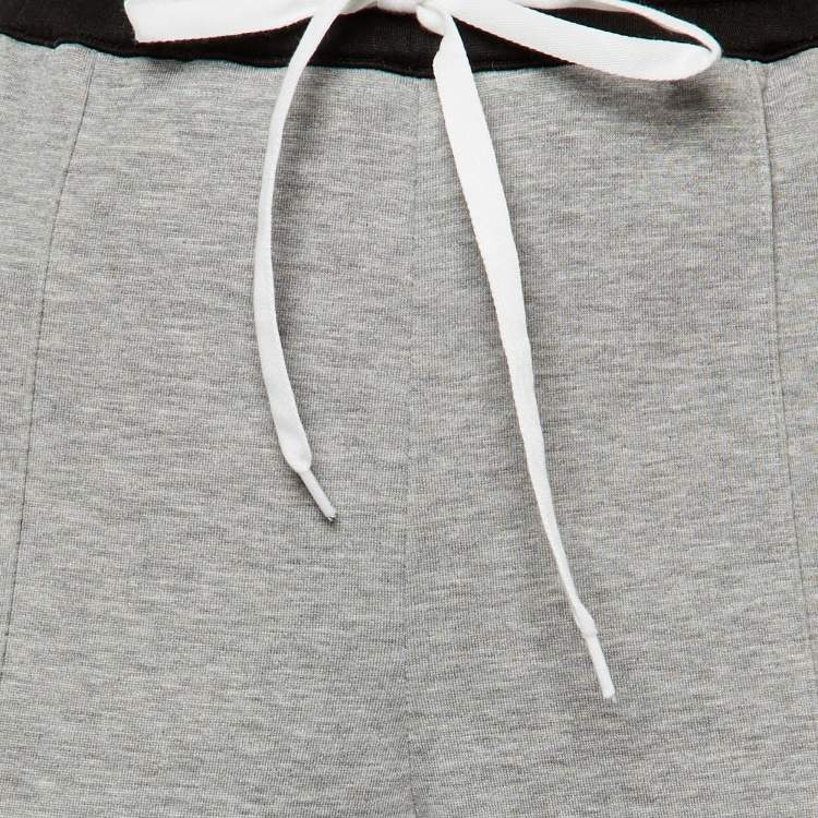 Pre Owned Miu Miu Grey Side Logo Band Cotton Blend Jogger Pants L