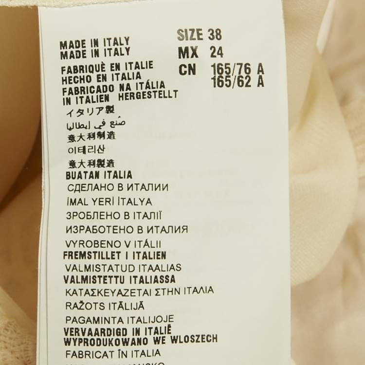 Pre Owned Miu Miu Cream Cord Guipure Lace Mini Flared Dress S