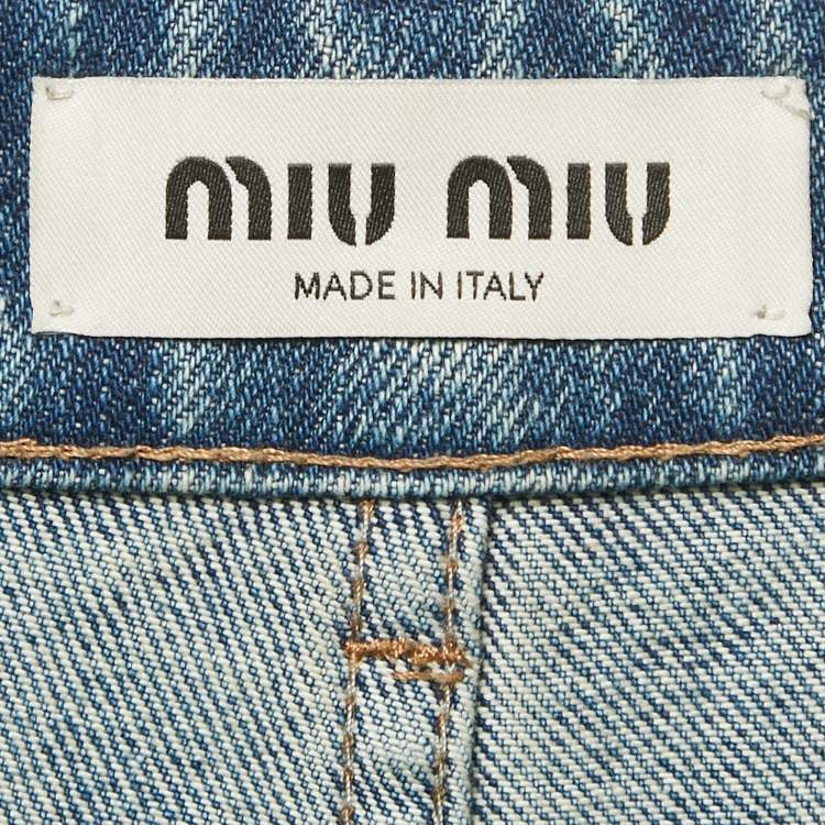 Pre Owned Miu Miu Blue Denim Wide-Leg Jeans M/Waist 31"