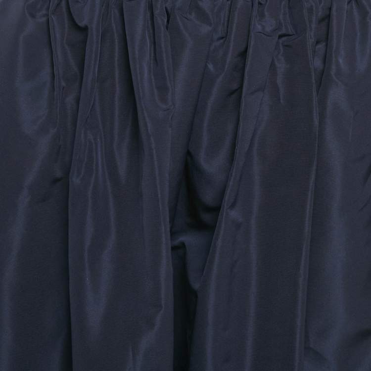 Pre Owned Miu Miu Navy Blue Jersey and Satin Fit And Flare Mini Dress XS