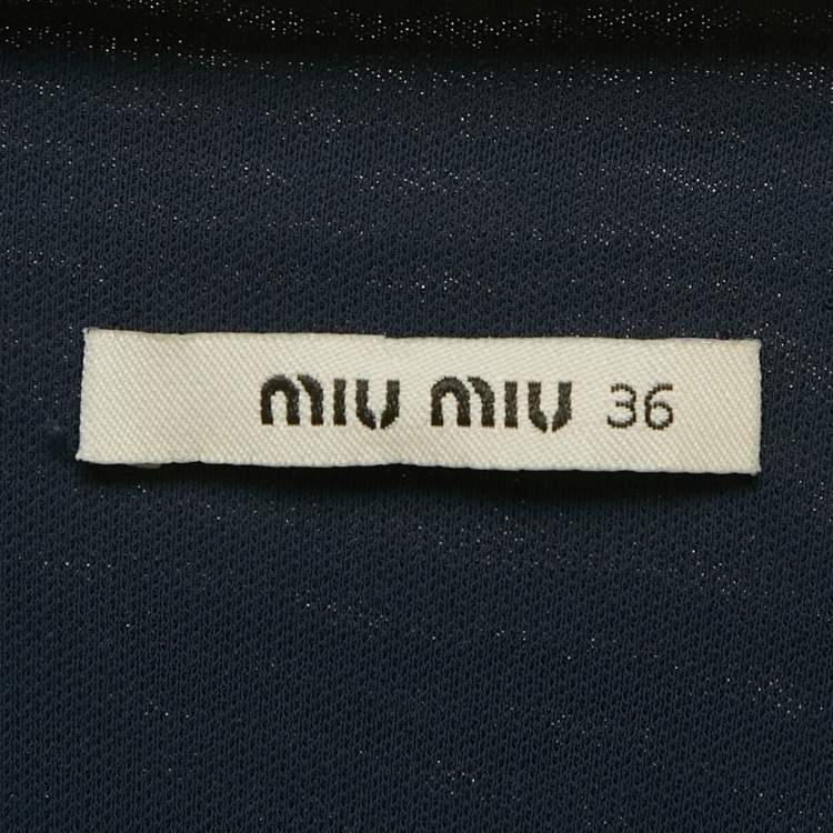 Pre Owned Miu Miu Navy Blue Jersey and Satin Fit And Flare Mini Dress XS