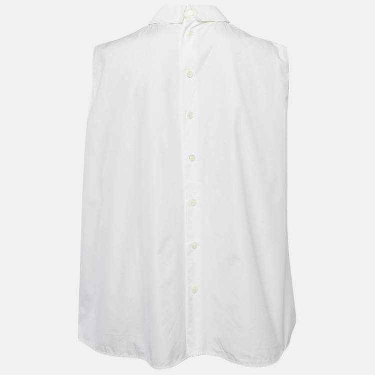 Pre Owned Miu Miu White Floral Embroidered Smock Blouse S