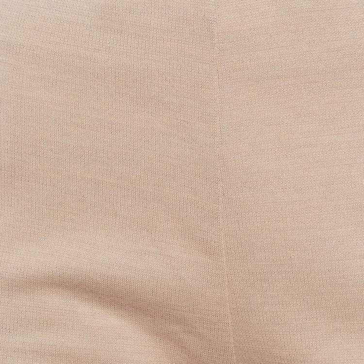 Pre Owned Miu Miu Beige Striped Wool Blend Wide Leg Pants S