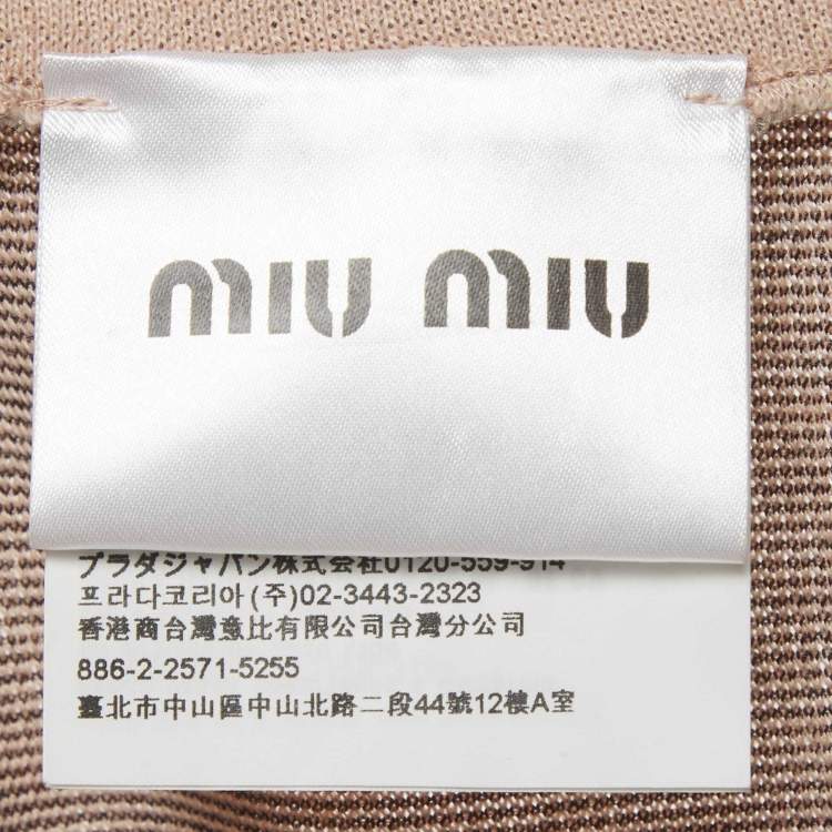 Pre Owned Miu Miu Beige Striped Wool Blend Wide Leg Pants S