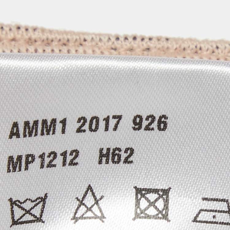 Pre Owned Miu Miu Beige Striped Wool Blend Wide Leg Pants S