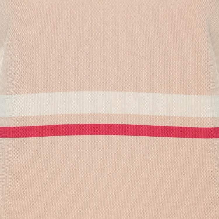 Pre Owned Miu Miu Beige/Pink Jersey High Neck Dress S