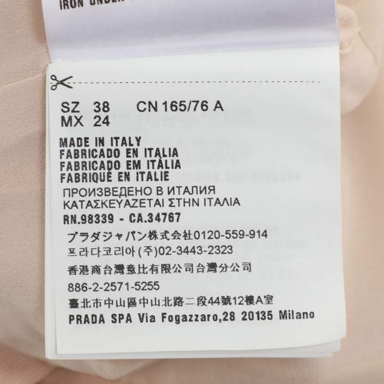 Pre Owned Miu Miu Beige/Pink Jersey High Neck Dress S